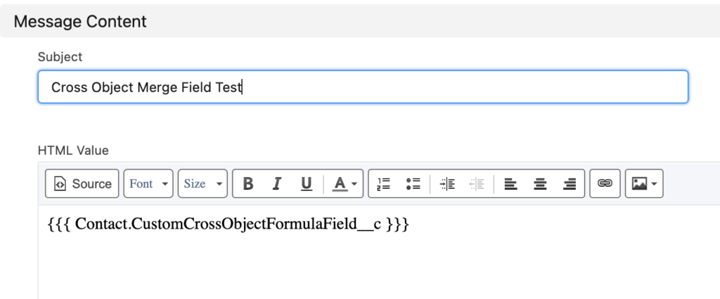 cross-object fields as merge fields in Lightning Email Templates